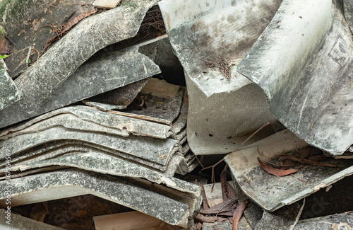The broken roof tiles were on the floor.