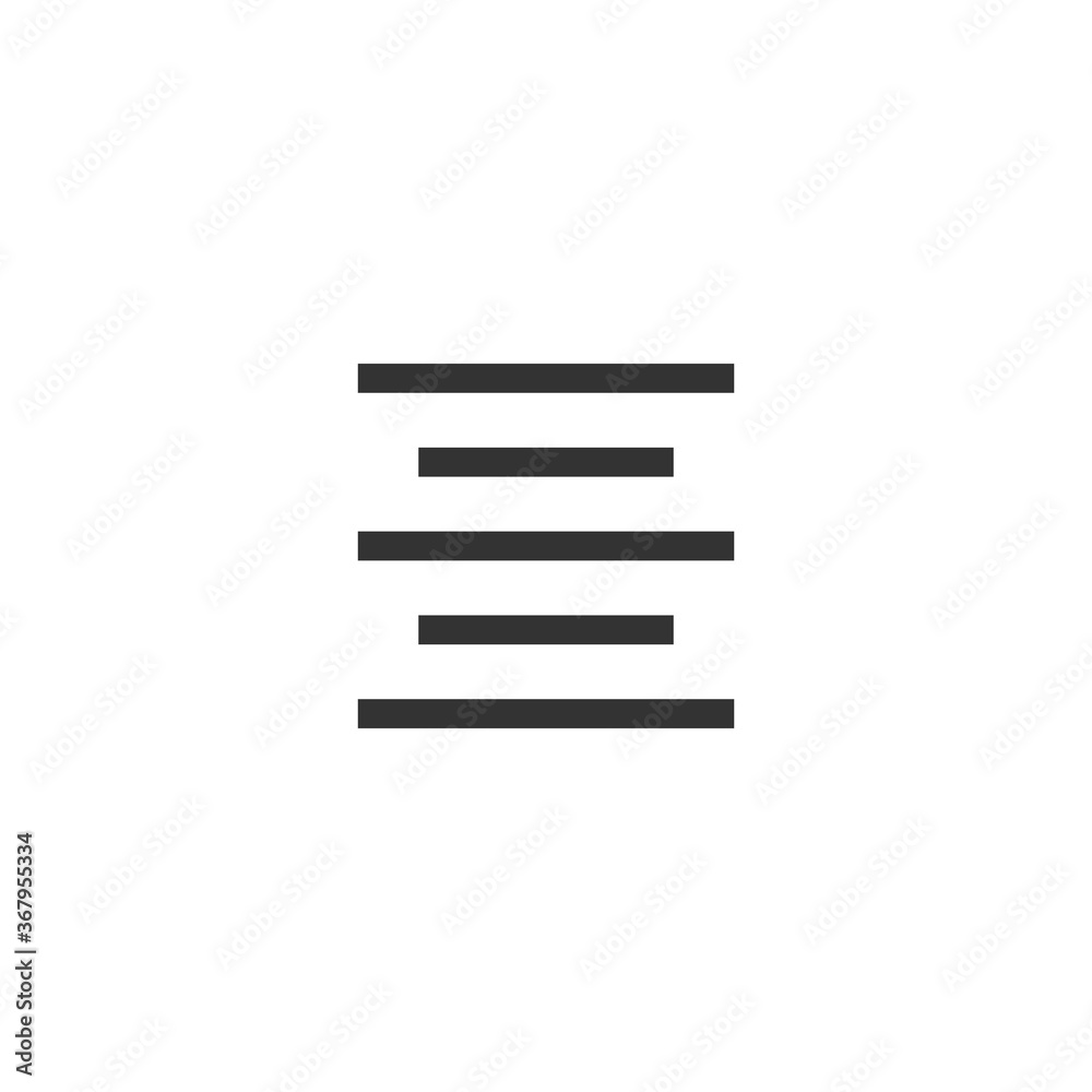 Justify center icon. Paragraph option symbol modern, simple, vector, icon for website design, mobile app, ui. Vector Illustration