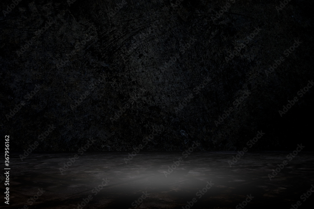 old grunge dark room or empty black room with spotlight to concrete ground for interior decoration, studio or advertising concept old grunge dark room or empty black room with spotlight to concrete ground for interior decoration, studio or advertising concept