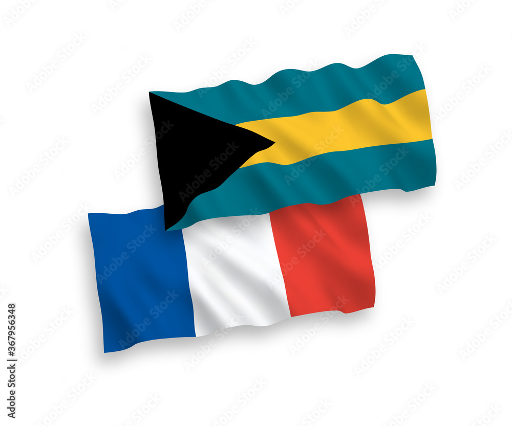 Flags of France and Commonwealth of The Bahamas on a white background Flags of France and Commonwealth of The Bahamas on a white background