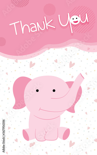 Elephant thank you card concept vector illustration.