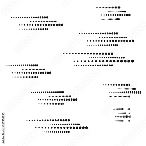 Halftone dots in Speed Lines Form . Vector Illustration .Technology Logo . Design element . Abstract Geometric shape . 