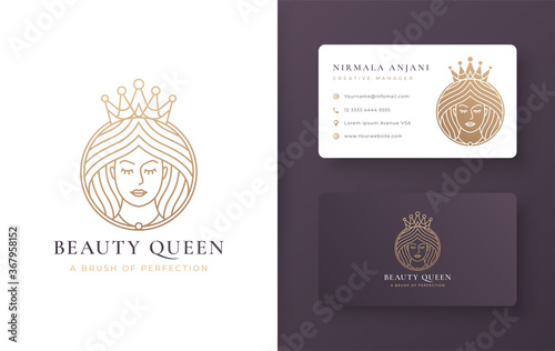 Line art queen logo design