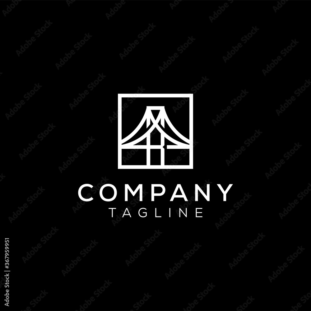 simple modern minimalist bridge with monogram letter bb logo premium vector