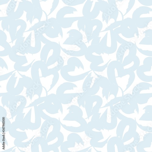 Sky blue heart shaped brush stroke seamless pattern background