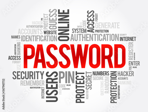 Password word cloud collage, technology business concept background
