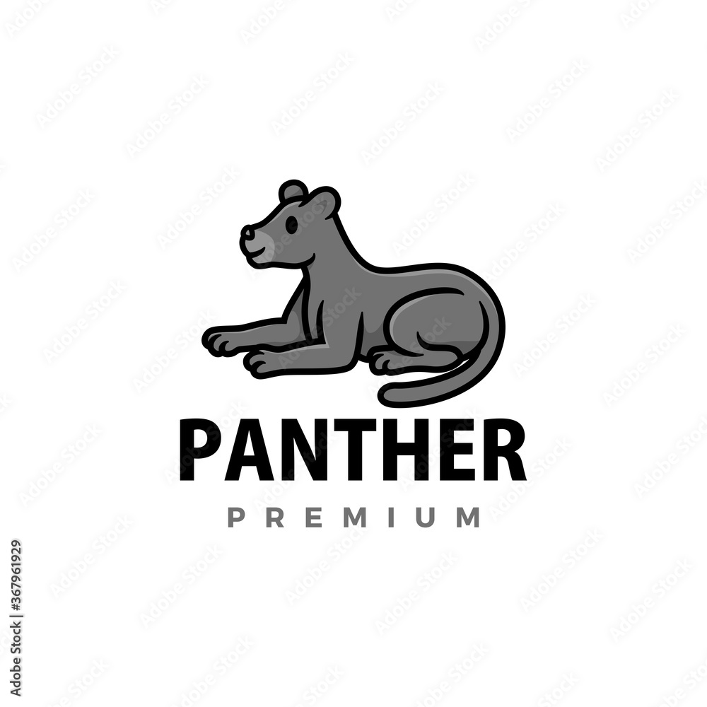 Obraz premium cute panther cartoon logo vector icon illustration