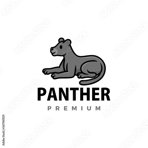 cute panther cartoon logo vector icon illustration