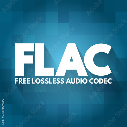 FLAC - Free Lossless Audio Codec acronym, technology concept background
