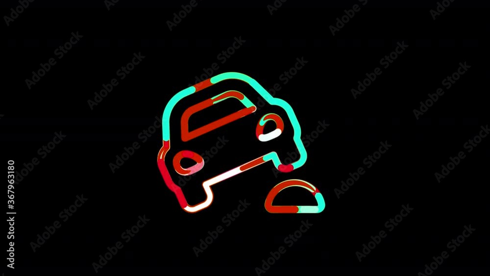 Circles gather in symbol car bump. After it crumbles in a line and moves to the camera. Alpha channel black