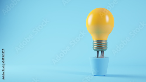 Lightbulb on a plant 3d rendering photo