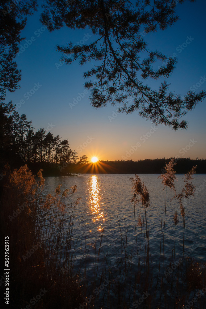 Obraz premium sunset over lake