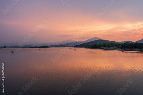 Cu De River in Da Nang City  Vietnam at Sunset