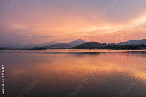 Cu De River in Da Nang City  Vietnam at Sunset