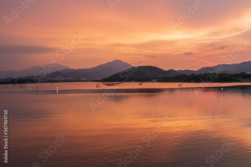 Cu De River in Da Nang City, Vietnam at Sunset