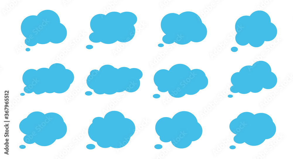 Speech bubbles. Cloud icon. Vector illustration. Thoughts, talking, speak. Blank empty balloon. Vector dialog for website. Communication symbol. Chat sign.