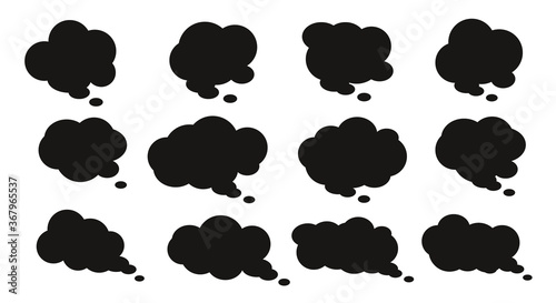 Speech bubbles. Cloud icon. Vector illustration. Thoughts, talking, speak. Blank empty balloon. Vector dialog for website. Communication symbol. Chat sign.