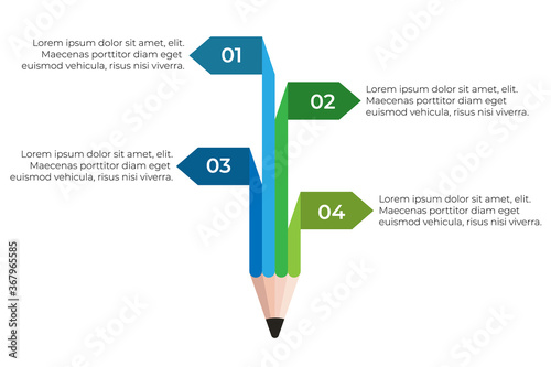 Pencil creative infographics concept with four step options