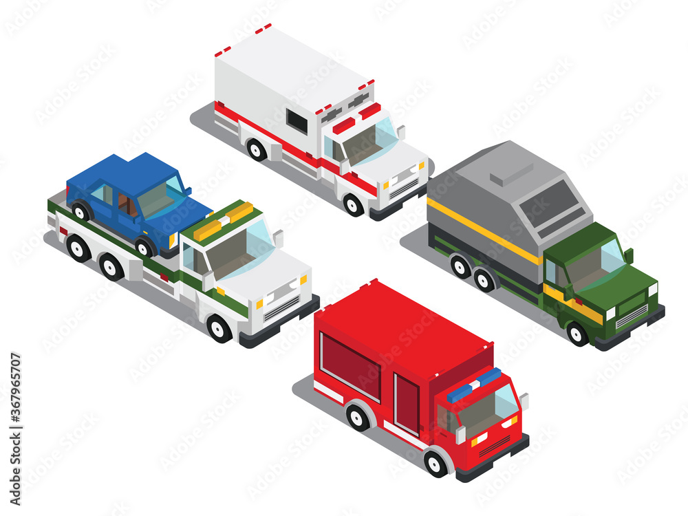 color cars in isometric 3d view color cars in isometric 3d view