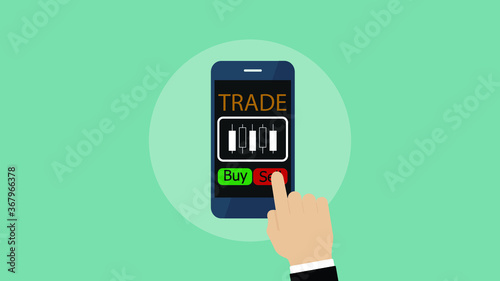mobile exchange trading app, forex exchange on smartphone, Investment concept.