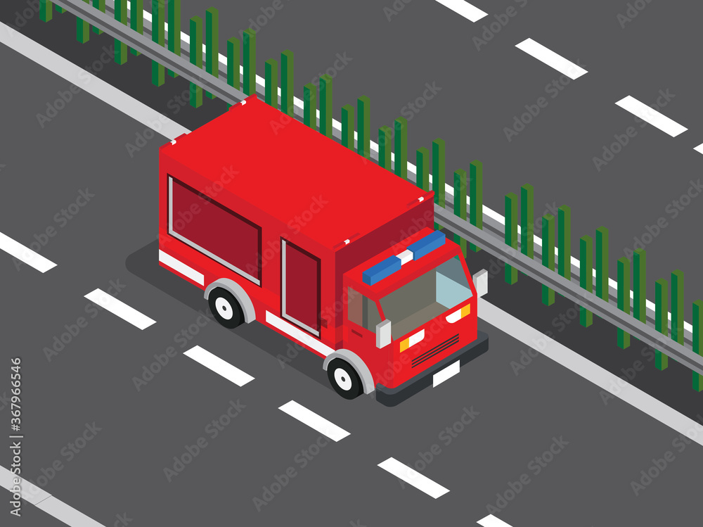 Fire truck isometric view