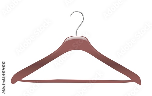 3d realistic vector clothes hanger. Isolated on white background.