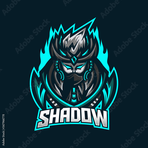 Ninja esport gaming mascot logo template for streamer team. esport logo design with modern illustration concept style for badge, emblem and tshirt printing