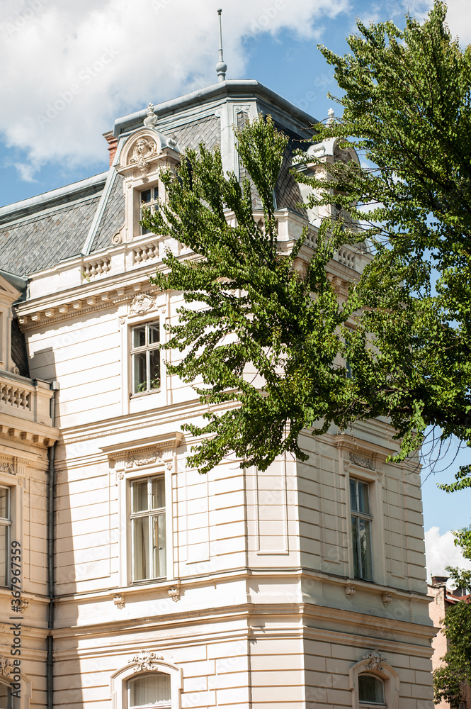 Beautiful classic facade of a building in Paris in France Beautiful classic facade of a building in Paris in France