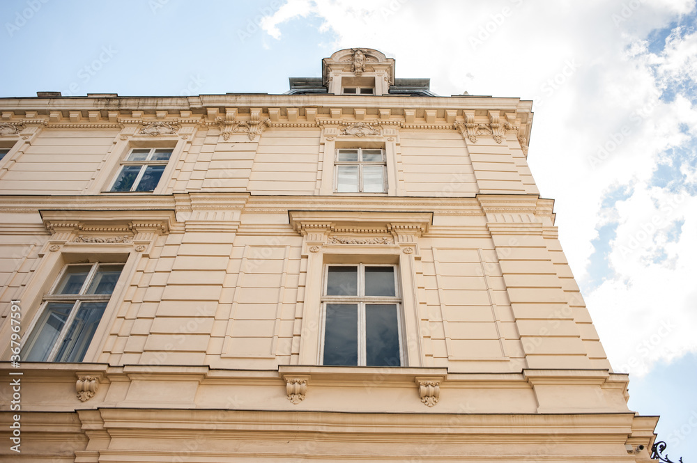 Beautiful classic facade of a building in Paris in France Beautiful classic facade of a building in Paris in France
