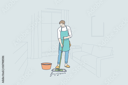 Cleaning, work, occupation, home concept