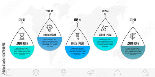 Vector infographics drop with 2 steps. Line flat template. Used for diagram, business, web, banner, workflow layout, info graph, timeline, content, levels, chart, processes diagram