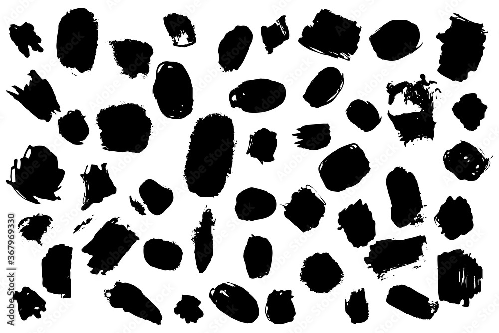 Fototapeta premium Brush black elements kit. Universal shapes for wrapping, flyers, cards and branding isolated
