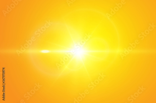 Warm sun on a yellow background. Leto.bliki solar rays