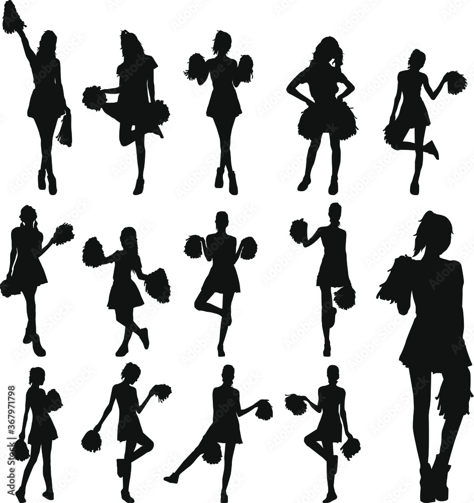 Obraz premium Set of Simple Vector Design of a Cheerleader in Black