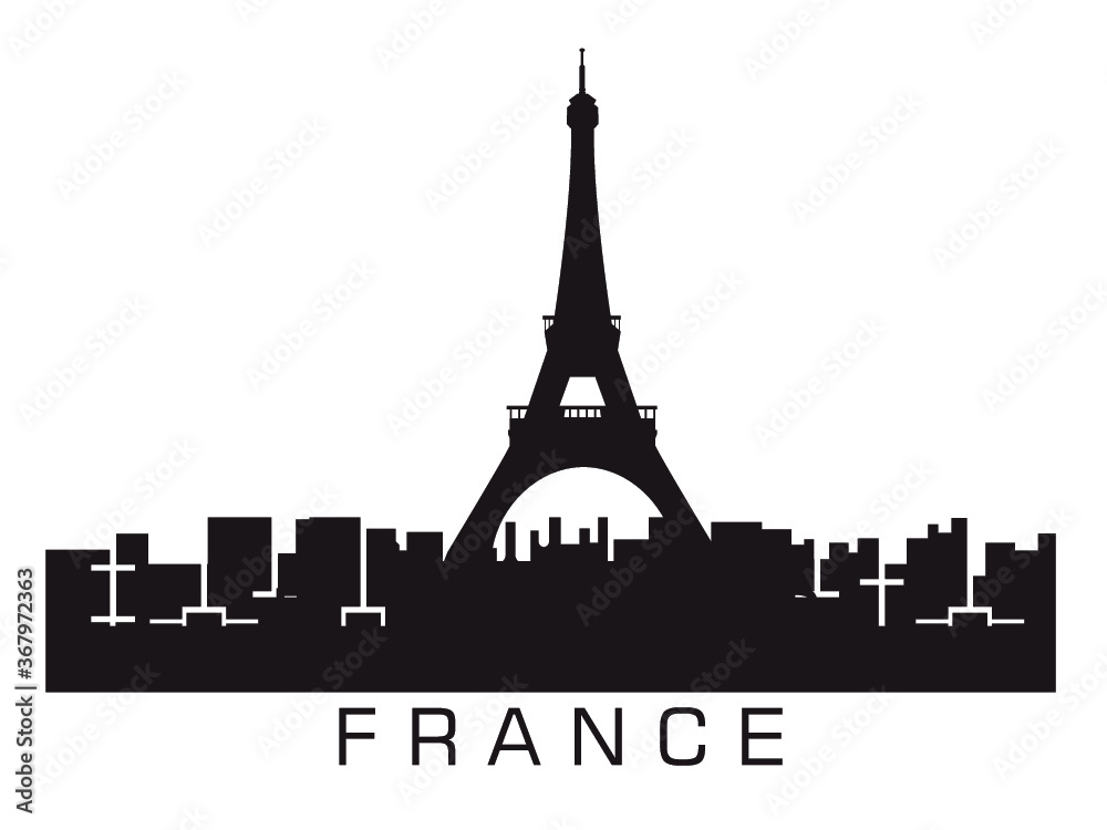 Fototapeta premium Paris city skyline vector silhouette