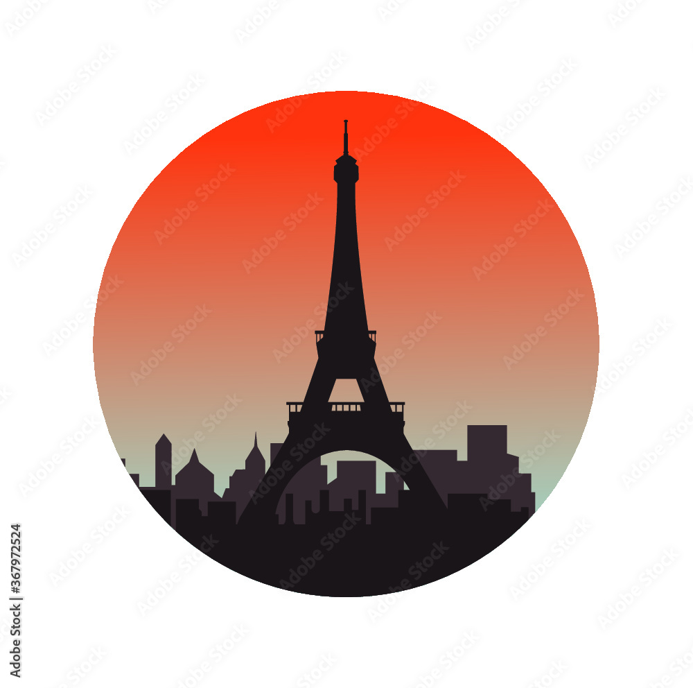 Paris city skyline vector silhouette