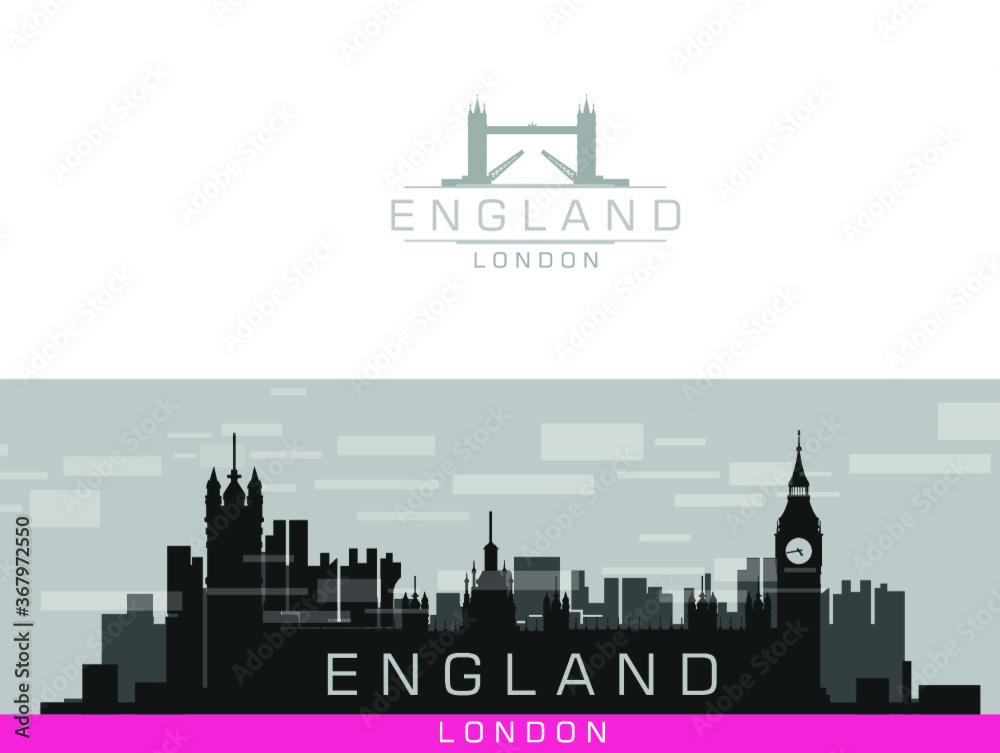 London, England city silhouette with England logo