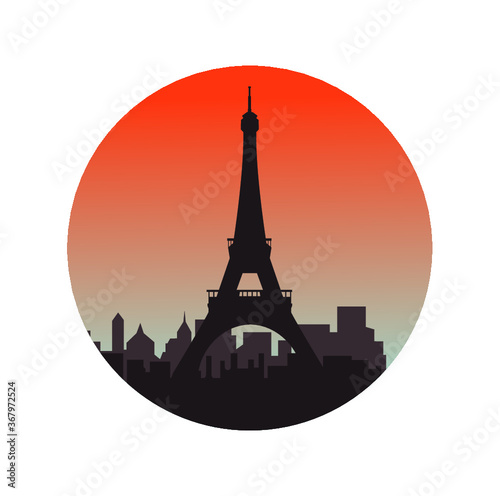 Paris city skyline vector silhouette