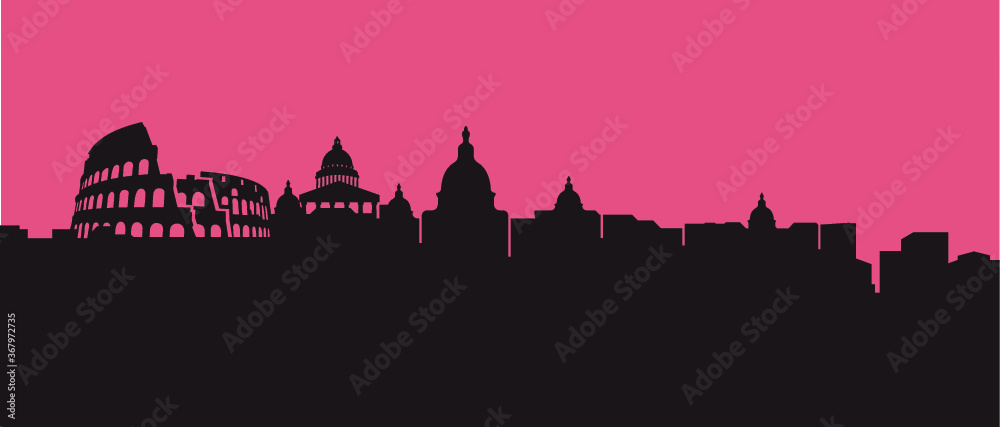 Rome city skyline vector silhouette