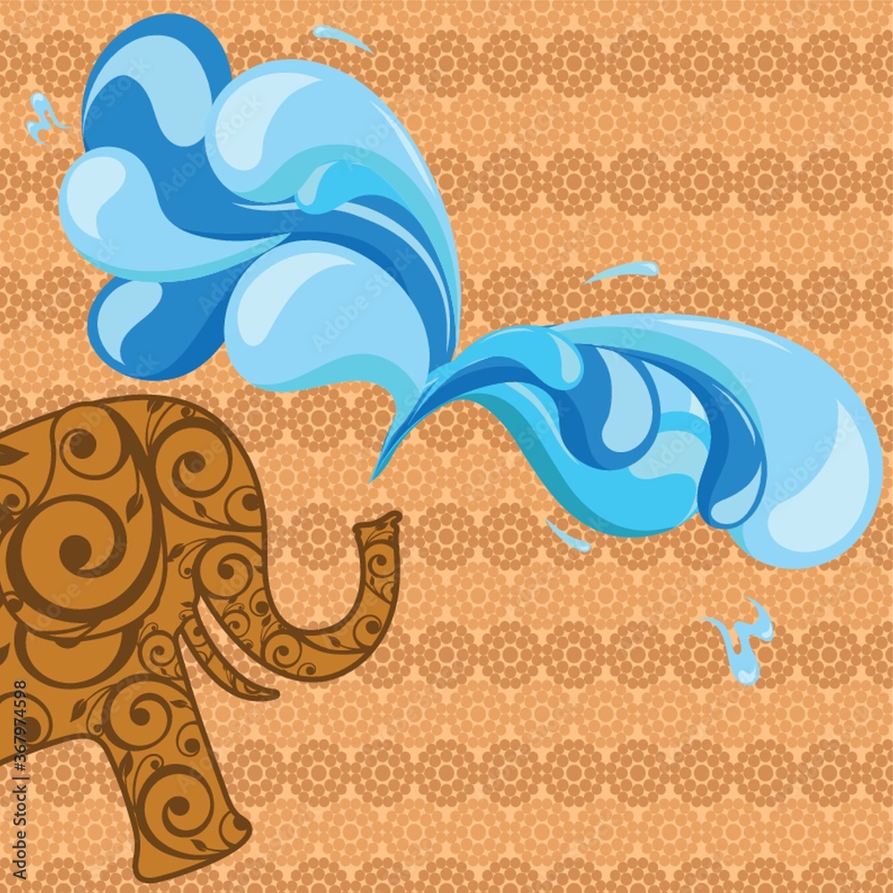 elephant splashing water