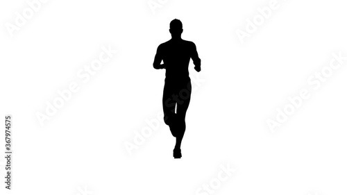 3D Rendering : a silhouette running male character with white background