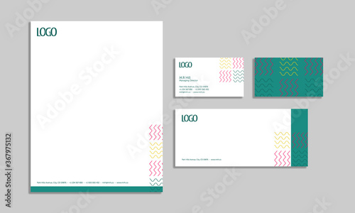 set of stationery with creative and abstract design