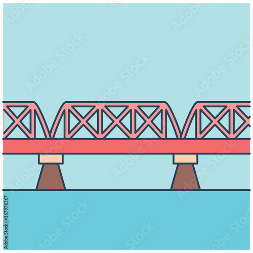 Cute cartoon vector bridge illustration