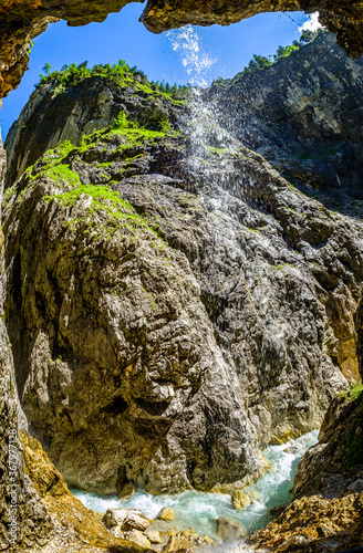 famous hoellental canyon near zugspitze mountain in bavaria photo