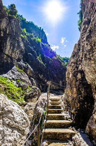 famous hoellental canyon near zugspitze mountain in bavaria photo