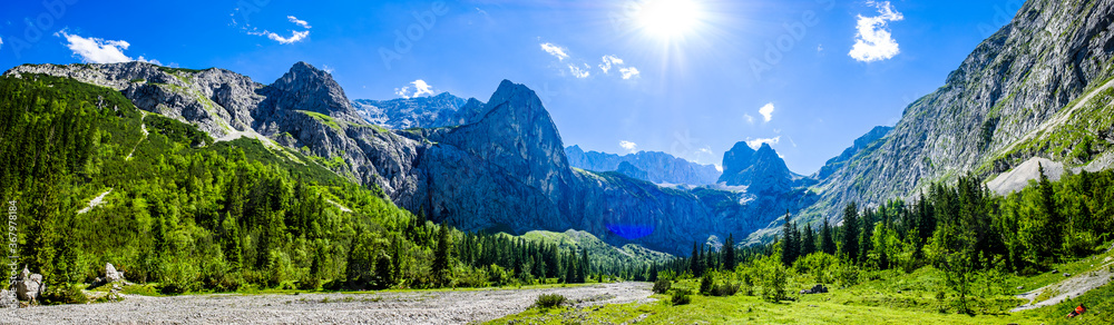 famous hoellental near zugspitze mountain in bavaria