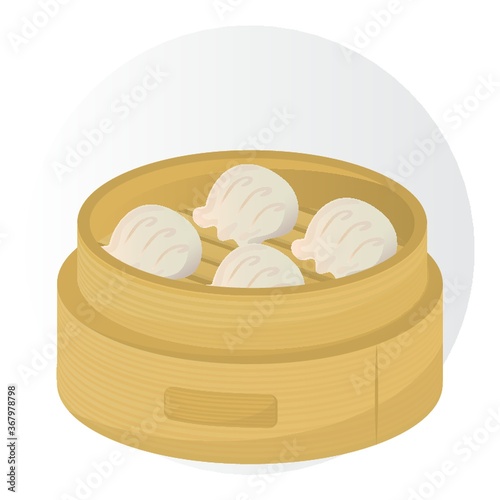 dim sum in a bamboo basket