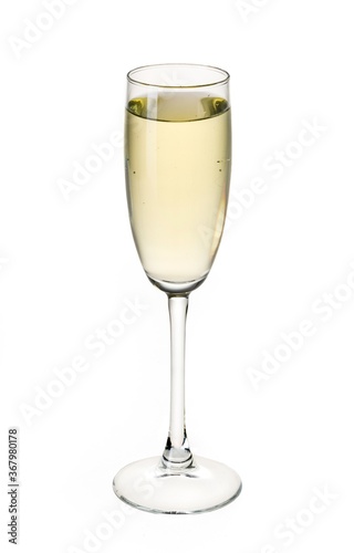 Champagne flute filled with champagne