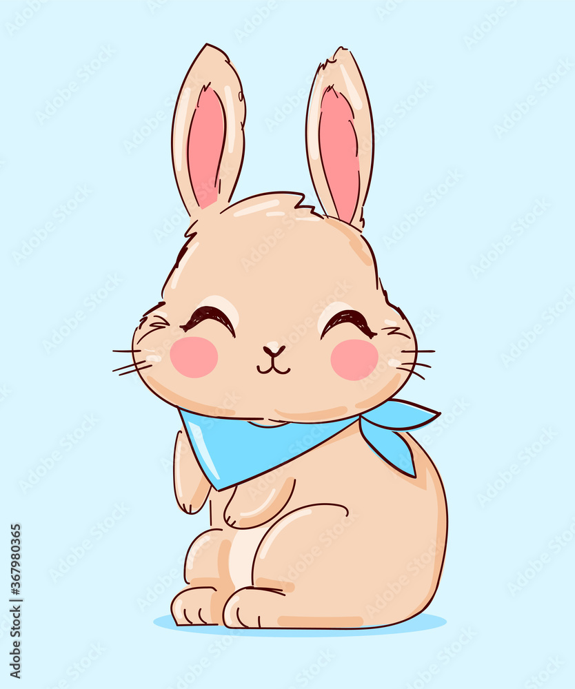 Hand Drawn Cute Bunny. Print design rabbit. Children Print on t-shirt. Vector Hand Drawn Cute Bunny. Print design rabbit. Children Print on t-shirt. Vector