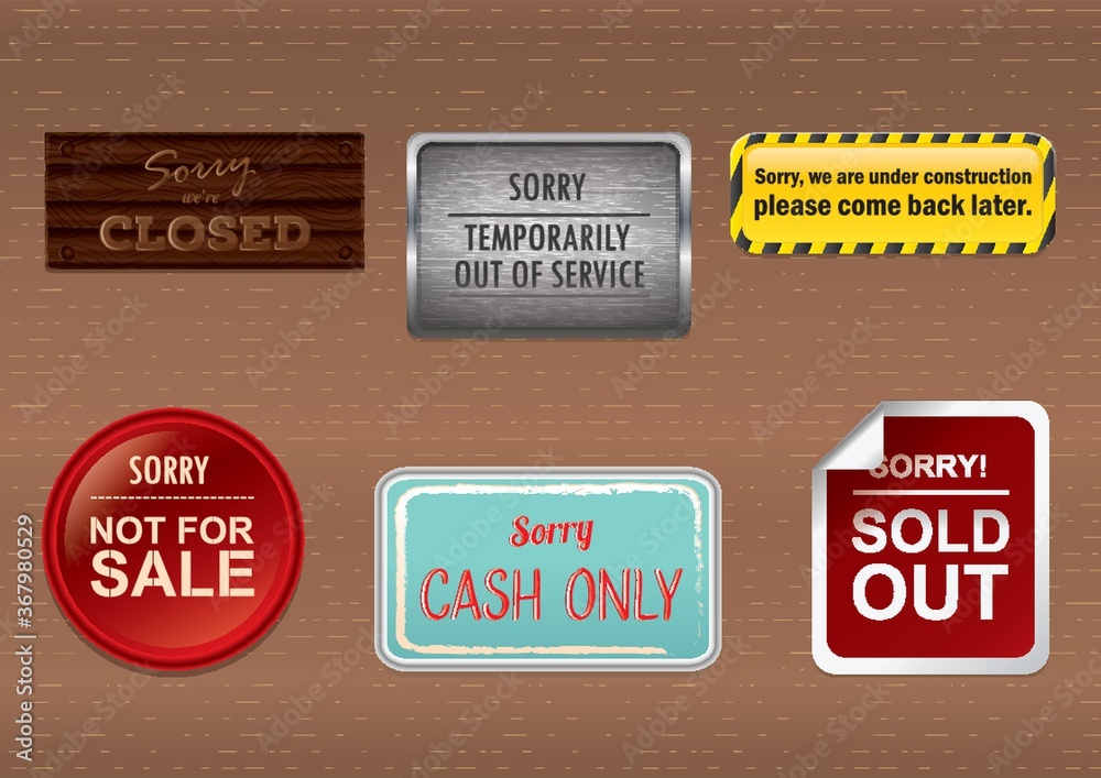 sorry boards and labels collection